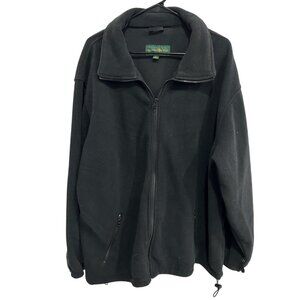 Hunters Run Black Fleece Full Zip Jacket Collar Pockets Sz 1X